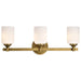 SATCO/NUVO Solara 3 Light Vanity Natural Brass Finish Frosted Ribbed Glass (60-8663)