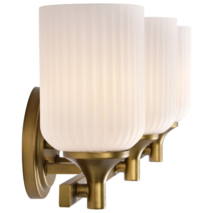 SATCO/NUVO Solara 3 Light Vanity Natural Brass Finish Frosted Ribbed Glass (60-8663)