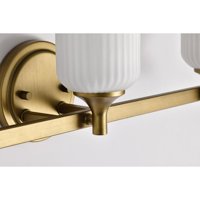 SATCO/NUVO Solara 3 Light Vanity Natural Brass Finish Frosted Ribbed Glass (60-8663)