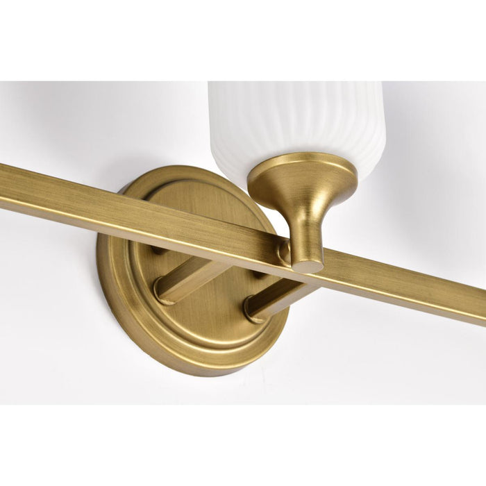 SATCO/NUVO Solara 3 Light Vanity Natural Brass Finish Frosted Ribbed Glass (60-8663)