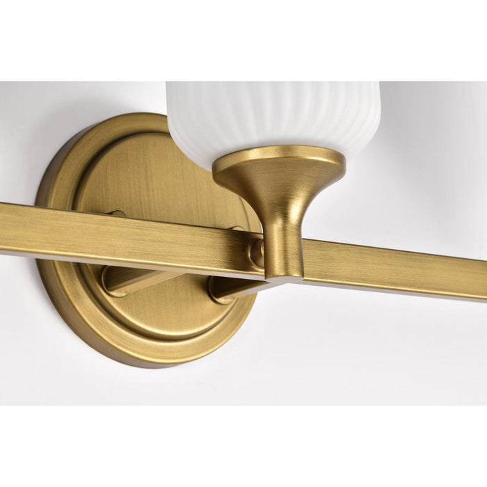 SATCO/NUVO Solara 3 Light Vanity Natural Brass Finish Frosted Ribbed Glass (60-8663)