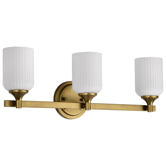 SATCO/NUVO Solara 3 Light Vanity Natural Brass Finish Frosted Ribbed Glass (60-8663)