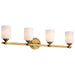 SATCO/NUVO Solara 4 Light Vanity Natural Brass Finish Frosted Ribbed Glass (60-8664)