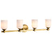 SATCO/NUVO Solara 4 Light Vanity Natural Brass Finish Frosted Ribbed Glass (60-8664)