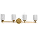 SATCO/NUVO Solara 4 Light Vanity Natural Brass Finish Frosted Ribbed Glass (60-8664)