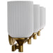 SATCO/NUVO Solara 4 Light Vanity Natural Brass Finish Frosted Ribbed Glass (60-8664)