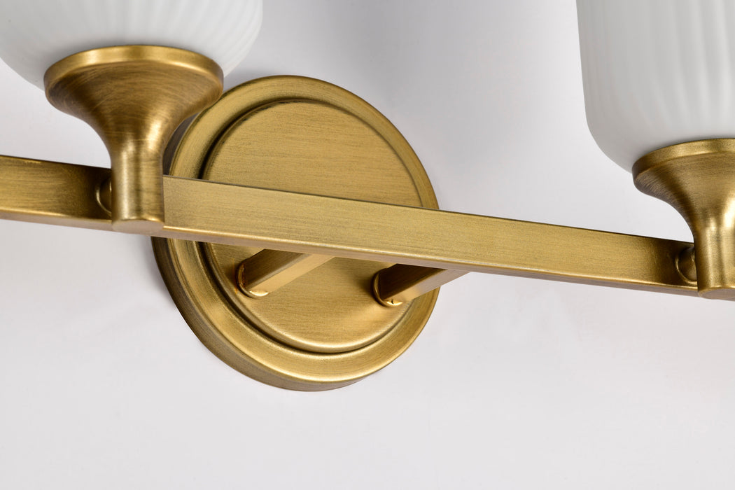 SATCO/NUVO Solara 4 Light Vanity Natural Brass Finish Frosted Ribbed Glass (60-8664)