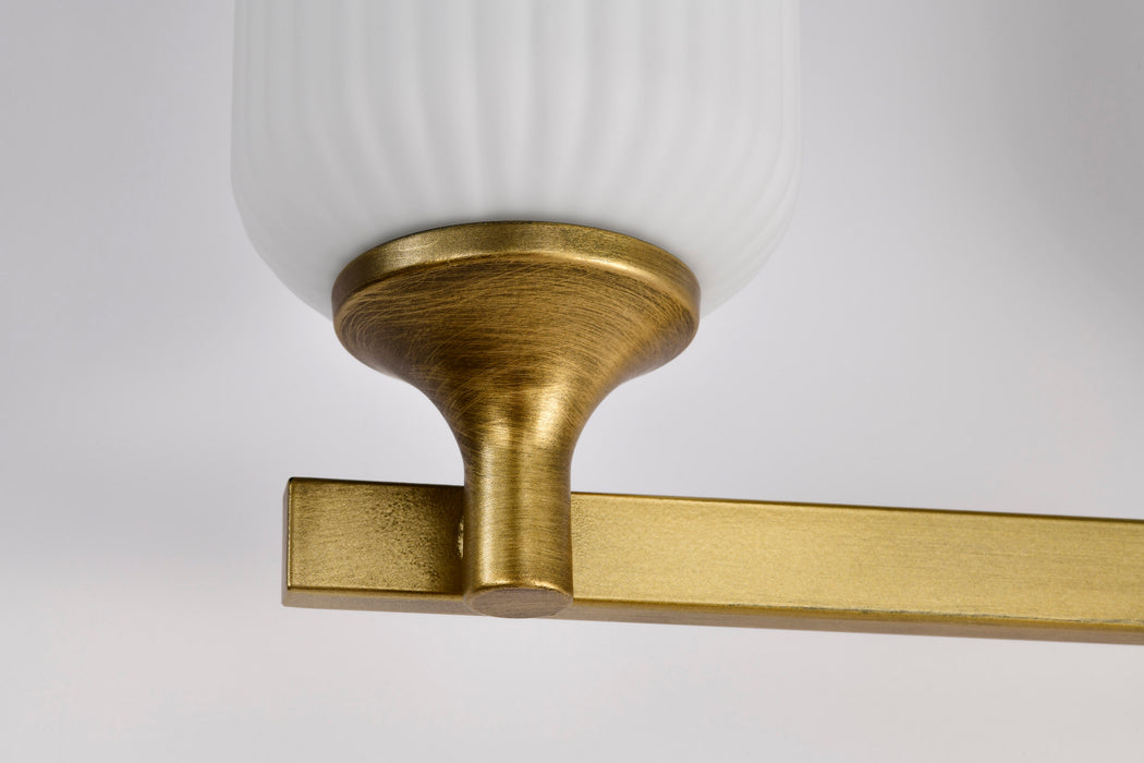 SATCO/NUVO Solara 4 Light Vanity Natural Brass Finish Frosted Ribbed Glass (60-8664)