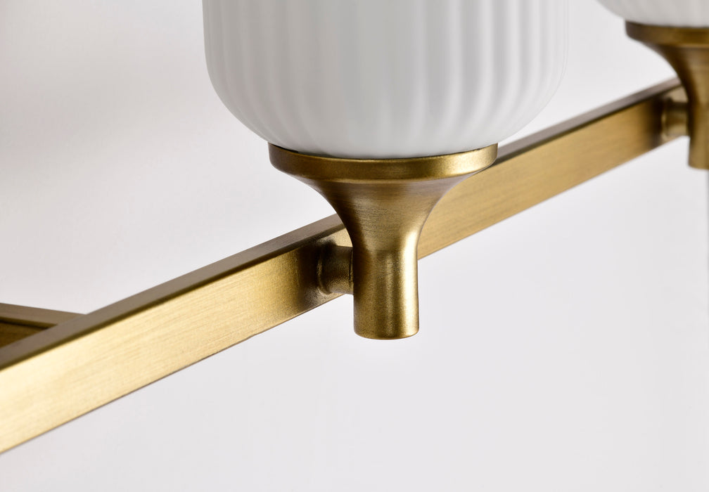 SATCO/NUVO Solara 4 Light Vanity Natural Brass Finish Frosted Ribbed Glass (60-8664)