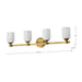 SATCO/NUVO Solara 4 Light Vanity Natural Brass Finish Frosted Ribbed Glass (60-8664)