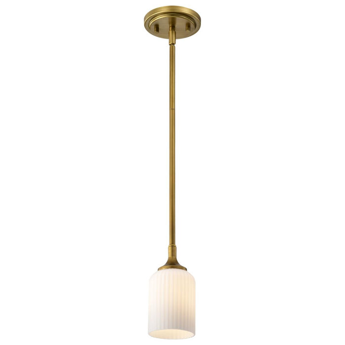 SATCO/NUVO Solara Mini Pendant Natural Brass Finish Frosted Ribbed Glass (60-8665)