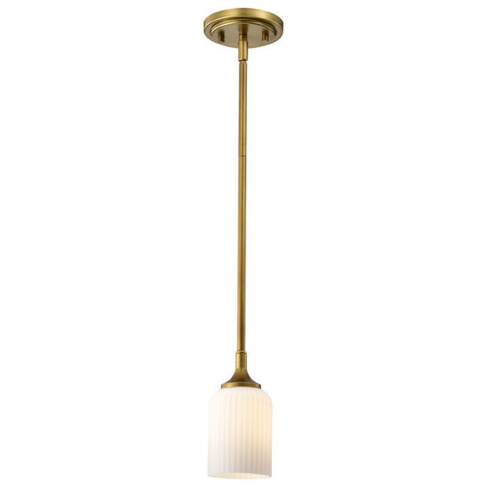 SATCO/NUVO Solara Mini Pendant Natural Brass Finish Frosted Ribbed Glass (60-8665)
