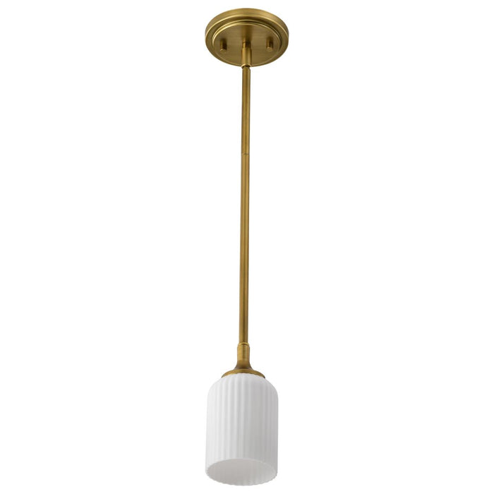 SATCO/NUVO Solara Mini Pendant Natural Brass Finish Frosted Ribbed Glass (60-8665)