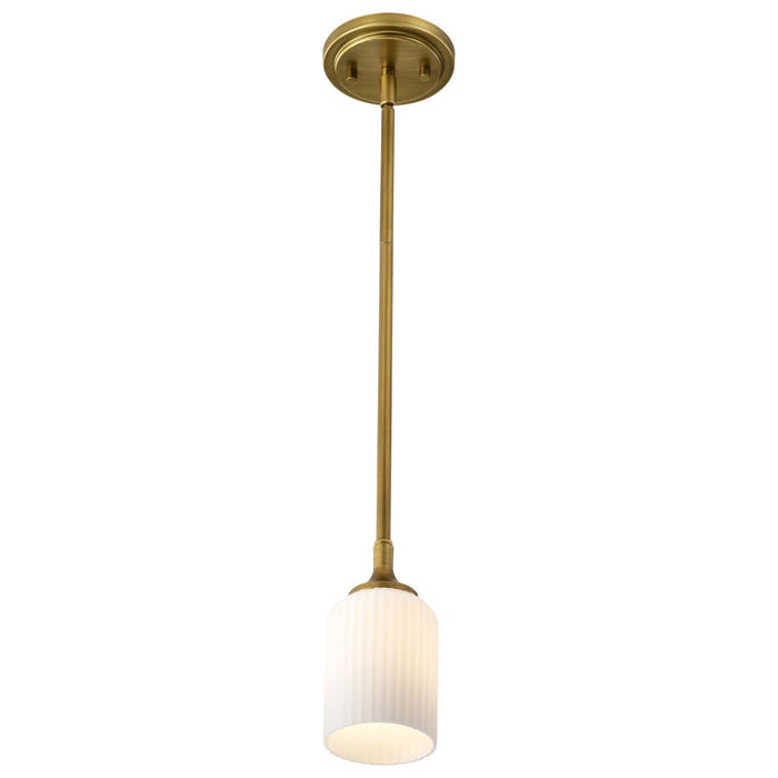 SATCO/NUVO Solara Mini Pendant Natural Brass Finish Frosted Ribbed Glass (60-8665)
