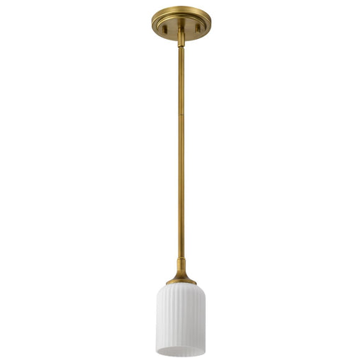 SATCO/NUVO Solara Mini Pendant Natural Brass Finish Frosted Ribbed Glass (60-8665)