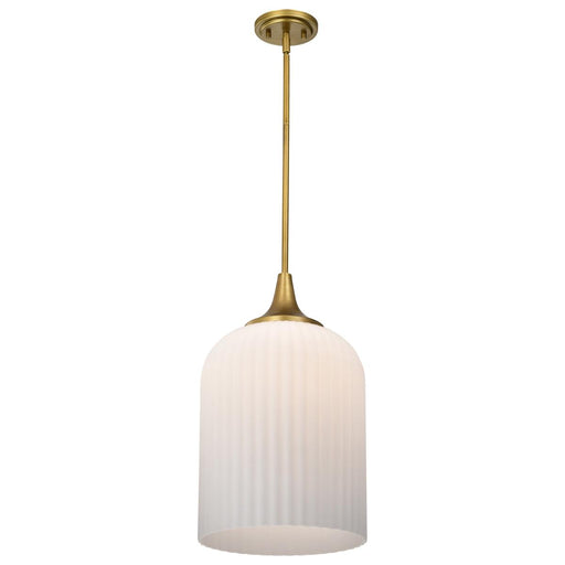 SATCO/NUVO Solara Pendant Natural Brass Finish Frosted Ribbed Glass (60-8666)