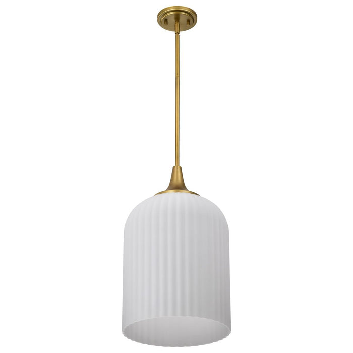 SATCO/NUVO Solara Pendant Natural Brass Finish Frosted Ribbed Glass (60-8666)