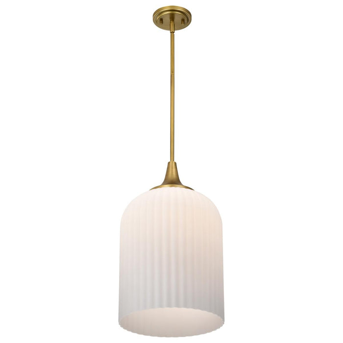SATCO/NUVO Solara Pendant Natural Brass Finish Frosted Ribbed Glass (60-8666)
