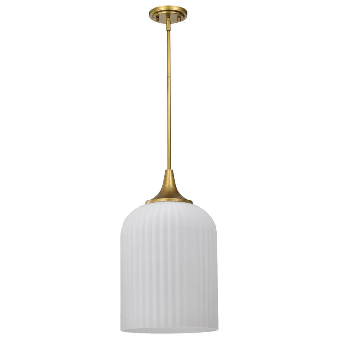 SATCO/NUVO Solara Pendant Natural Brass Finish Frosted Ribbed Glass (60-8666)