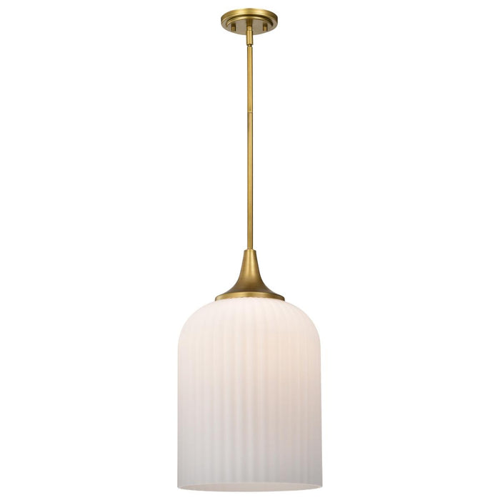 SATCO/NUVO Solara Pendant Natural Brass Finish Frosted Ribbed Glass (60-8666)