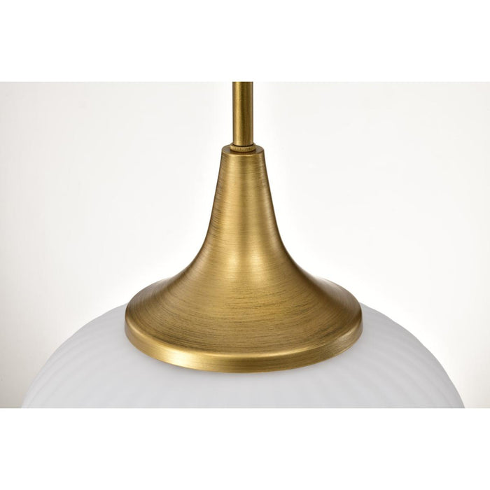 SATCO/NUVO Solara Pendant Natural Brass Finish Frosted Ribbed Glass (60-8666)