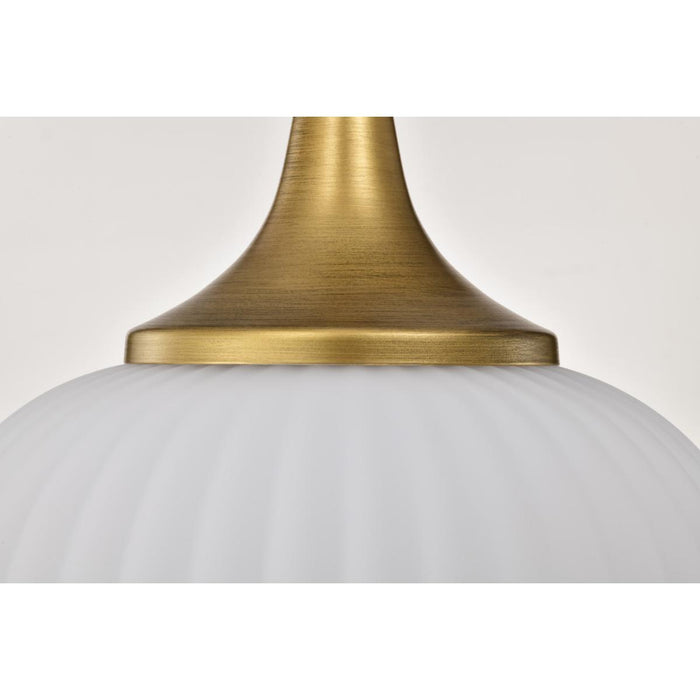 SATCO/NUVO Solara Pendant Natural Brass Finish Frosted Ribbed Glass (60-8666)