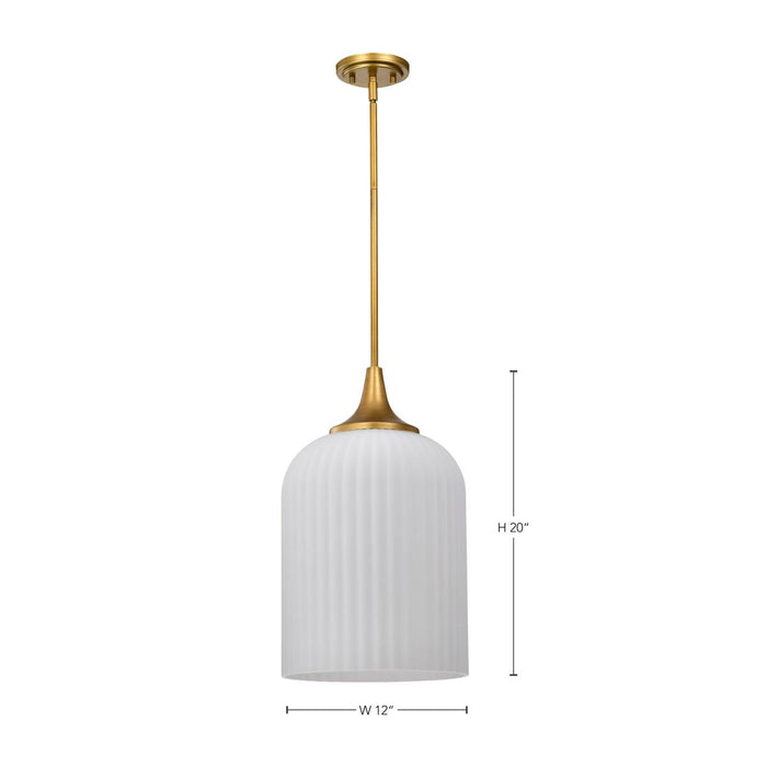 SATCO/NUVO Solara Pendant Natural Brass Finish Frosted Ribbed Glass (60-8666)