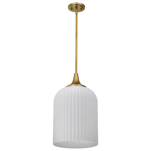 SATCO/NUVO Solara Pendant Natural Brass Finish Frosted Ribbed Glass (60-8666)