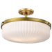 SATCO/NUVO Solara Semi Flush Mount Natural Brass Finish Frosted Ribbed Glass (60-8667)