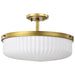 SATCO/NUVO Solara Semi Flush Mount Natural Brass Finish Frosted Ribbed Glass (60-8667)