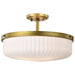 SATCO/NUVO Solara Semi Flush Mount Natural Brass Finish Frosted Ribbed Glass (60-8667)