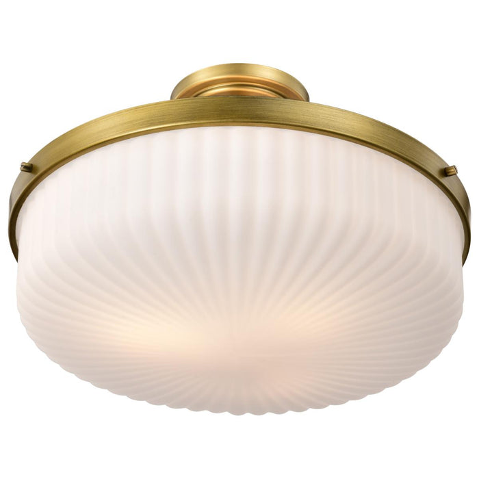 SATCO/NUVO Solara Semi Flush Mount Natural Brass Finish Frosted Ribbed Glass (60-8667)