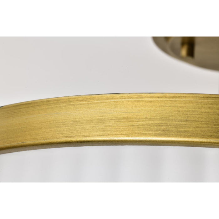 SATCO/NUVO Solara Semi Flush Mount Natural Brass Finish Frosted Ribbed Glass (60-8667)