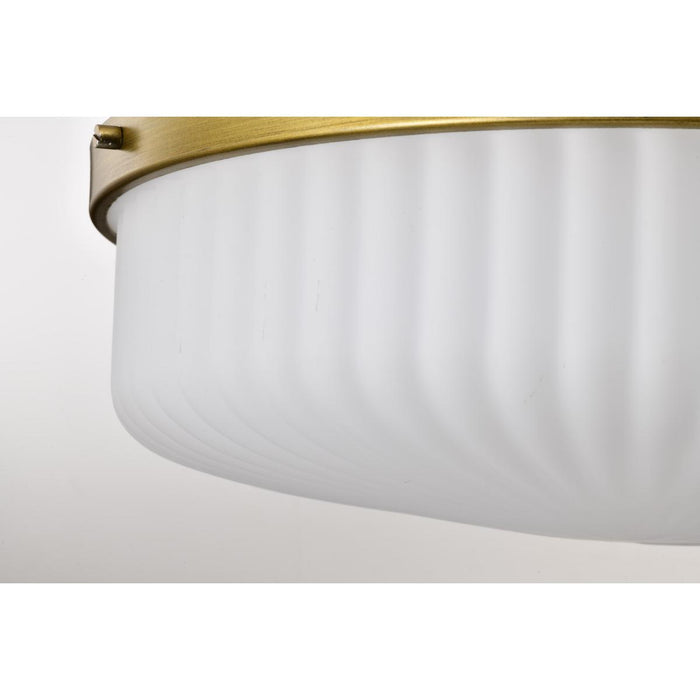 SATCO/NUVO Solara Semi Flush Mount Natural Brass Finish Frosted Ribbed Glass (60-8667)