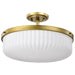 SATCO/NUVO Solara Semi Flush Mount Natural Brass Finish Frosted Ribbed Glass (60-8667)