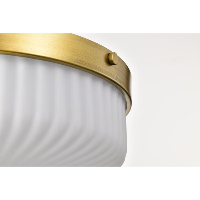 SATCO/NUVO Solara Flush Mount Natural Brass Finish Frosted Ribbed Glass (60-8668)