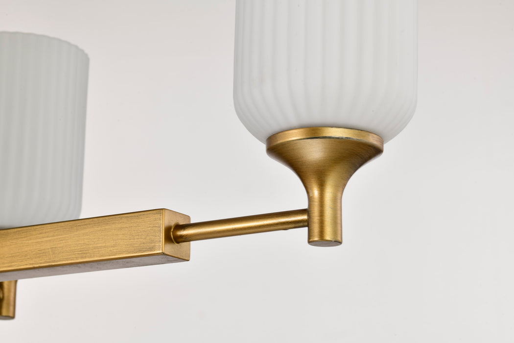 SATCO/NUVO Solara 6 Light Island Pendant Natural Brass Finish Frosted Ribbed Glass (60-8669)