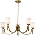 SATCO/NUVO Solara 5 Light Chandelier Natural Brass Finish Frosted Ribbed Glass (60-8670)