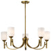 SATCO/NUVO Solara 5 Light Chandelier Natural Brass Finish Frosted Ribbed Glass (60-8670)