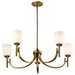 SATCO/NUVO Solara 5 Light Chandelier Natural Brass Finish Frosted Ribbed Glass (60-8670)