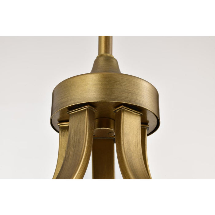 SATCO/NUVO Solara 5 Light Chandelier Natural Brass Finish Frosted Ribbed Glass (60-8670)