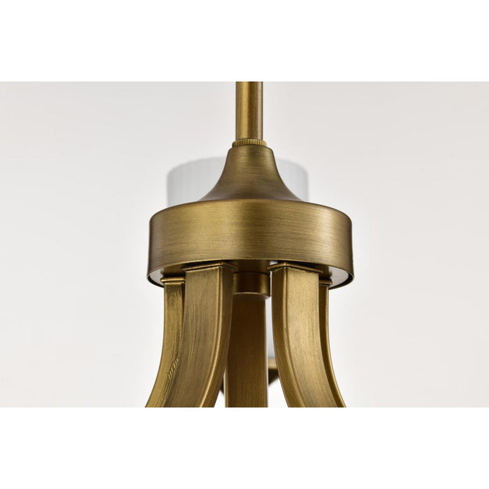 SATCO/NUVO Solara 5 Light Chandelier Natural Brass Finish Frosted Ribbed Glass (60-8670)