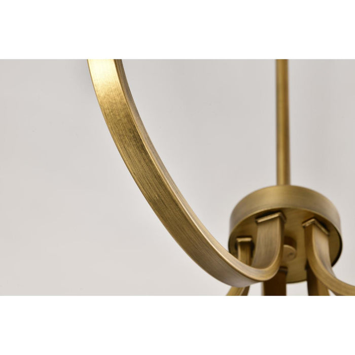 SATCO/NUVO Solara 5 Light Chandelier Natural Brass Finish Frosted Ribbed Glass (60-8670)