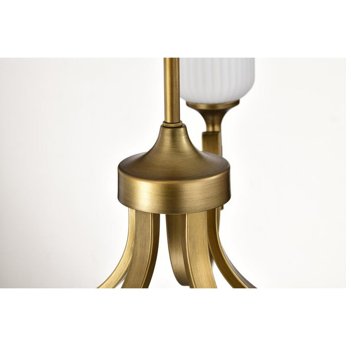 SATCO/NUVO Solara 5 Light Chandelier Natural Brass Finish Frosted Ribbed Glass (60-8670)