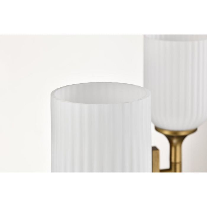 SATCO/NUVO Solara 5 Light Chandelier Natural Brass Finish Frosted Ribbed Glass (60-8670)