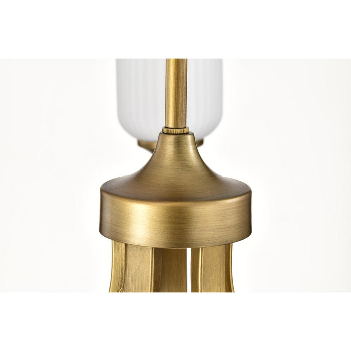 SATCO/NUVO Solara 5 Light Chandelier Natural Brass Finish Frosted Ribbed Glass (60-8670)