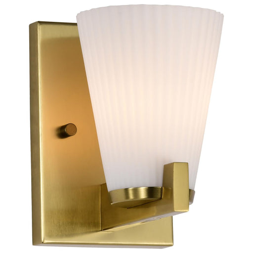 SATCO/NUVO Royale 1 Light Vanity Burnished Brass Finish Ribbed White Glass (60-8721)