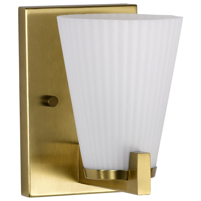 SATCO/NUVO Royale 1 Light Vanity Burnished Brass Finish Ribbed White Glass (60-8721)