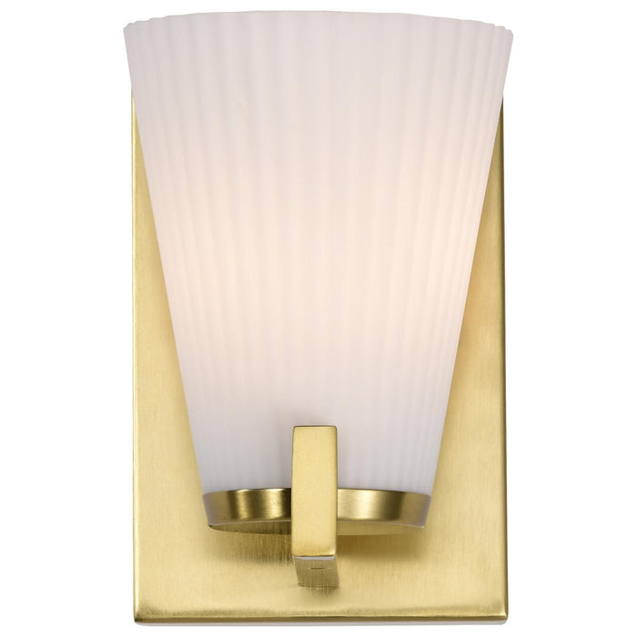 SATCO/NUVO Royale 1 Light Vanity Burnished Brass Finish Ribbed White Glass (60-8721)