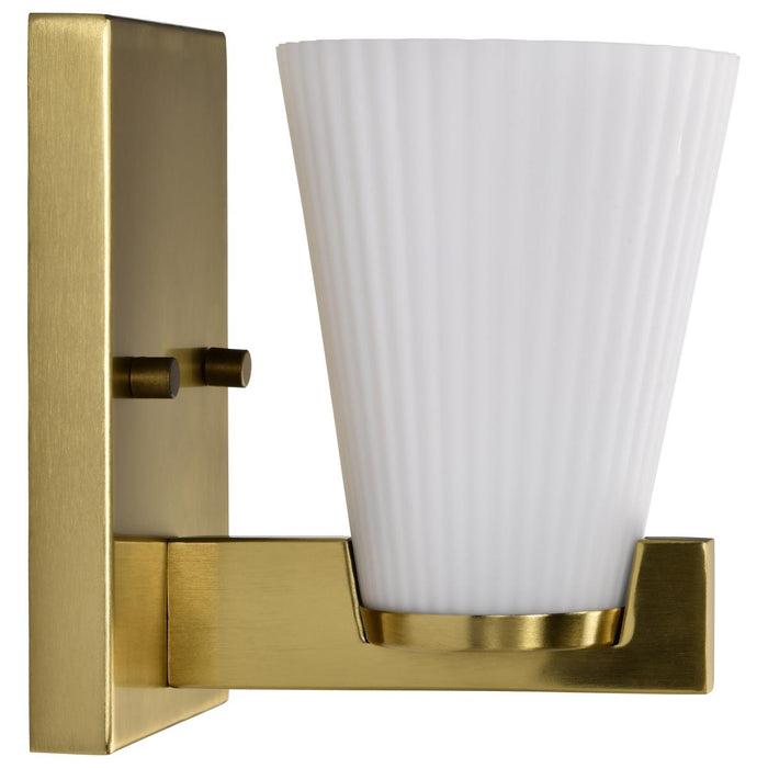 SATCO/NUVO Royale 1 Light Vanity Burnished Brass Finish Ribbed White Glass (60-8721)
